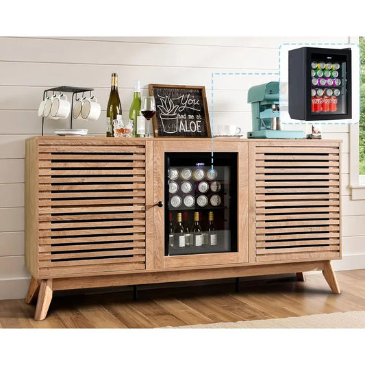 LZJV Beverage And Wine Storage Cabinet With BuiltIn Mini Fridge