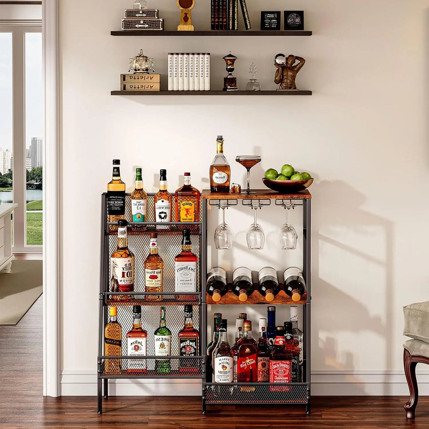 3 Tier Trapezoidal Liquor Stand And Mini Bar Table For Home Display