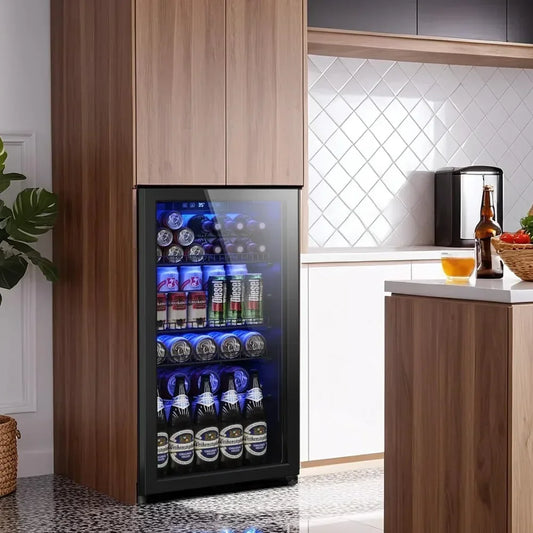 Mini Glass Door Beverage Fridge With Digital Control