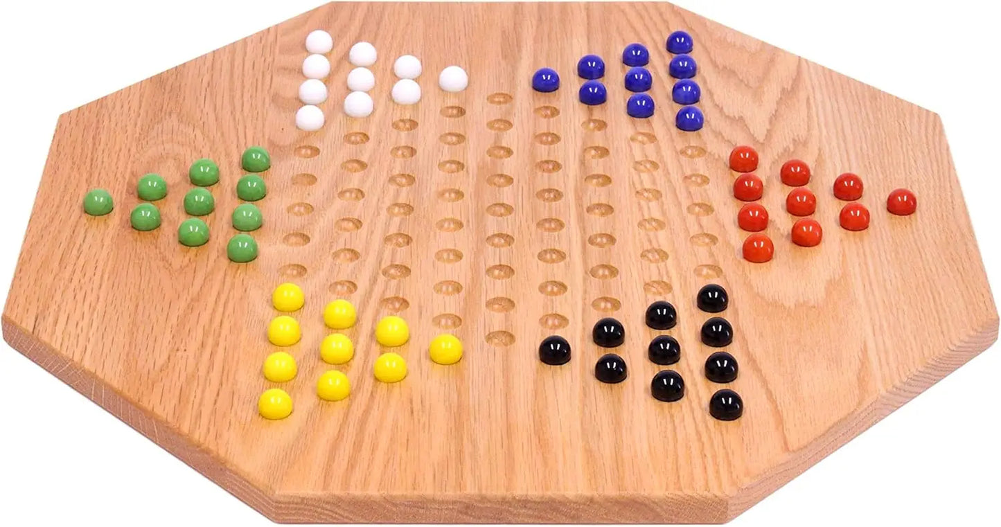 XMSJ Oak Wooden Chinese Checkers Board Game Set Hand Painted