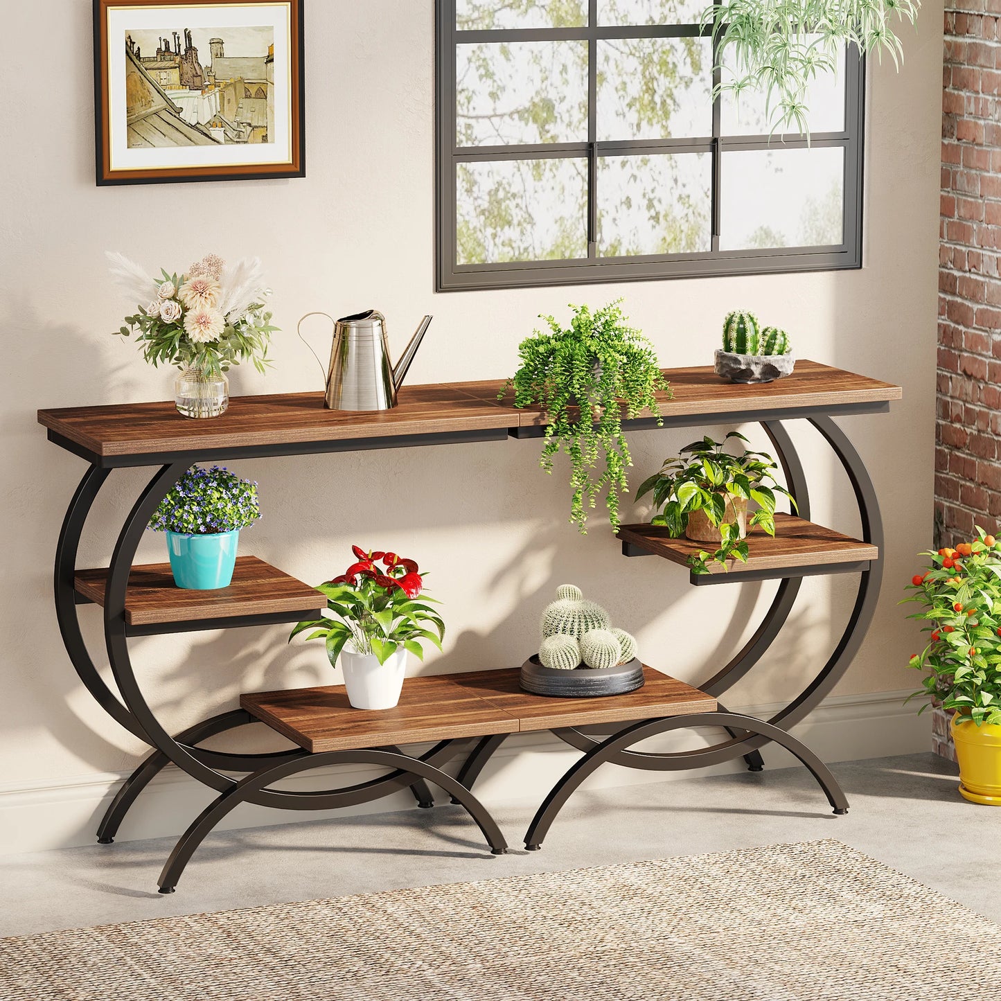 Tribesigns C Shaped End Table 3 Tier Industrial Side Storage