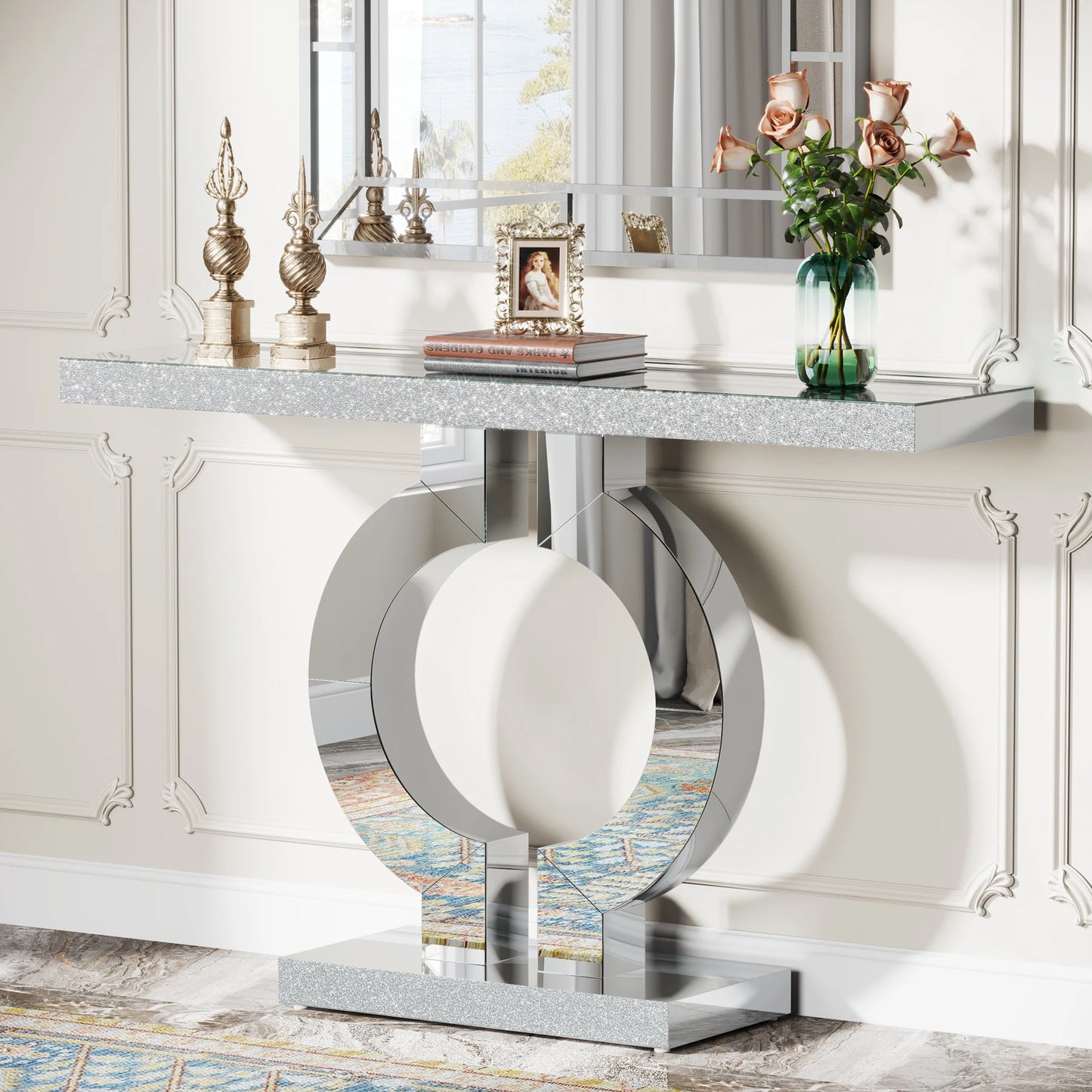 Tribesigns Mirrored Console Table Modern Entryway Table