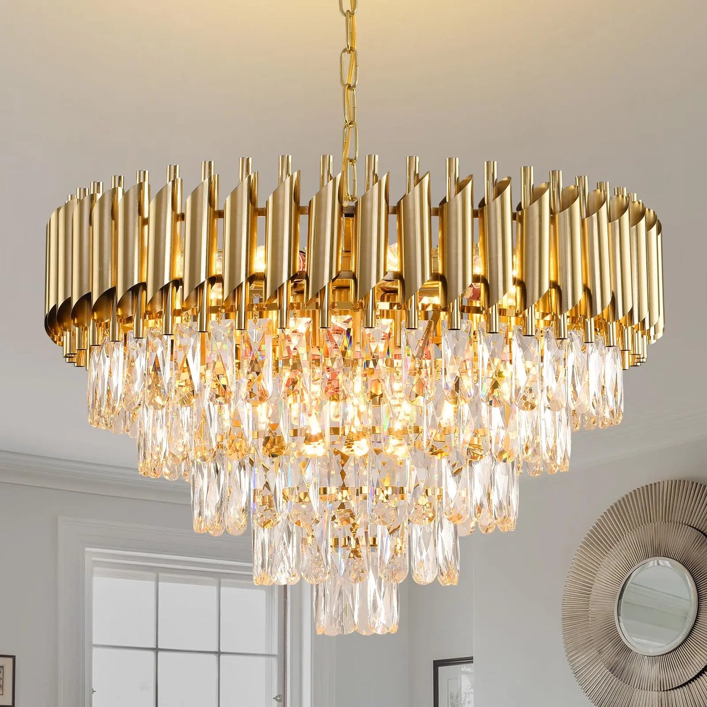 Crystal Chandelier Restaurant Modern Circular Ceiling Light LED