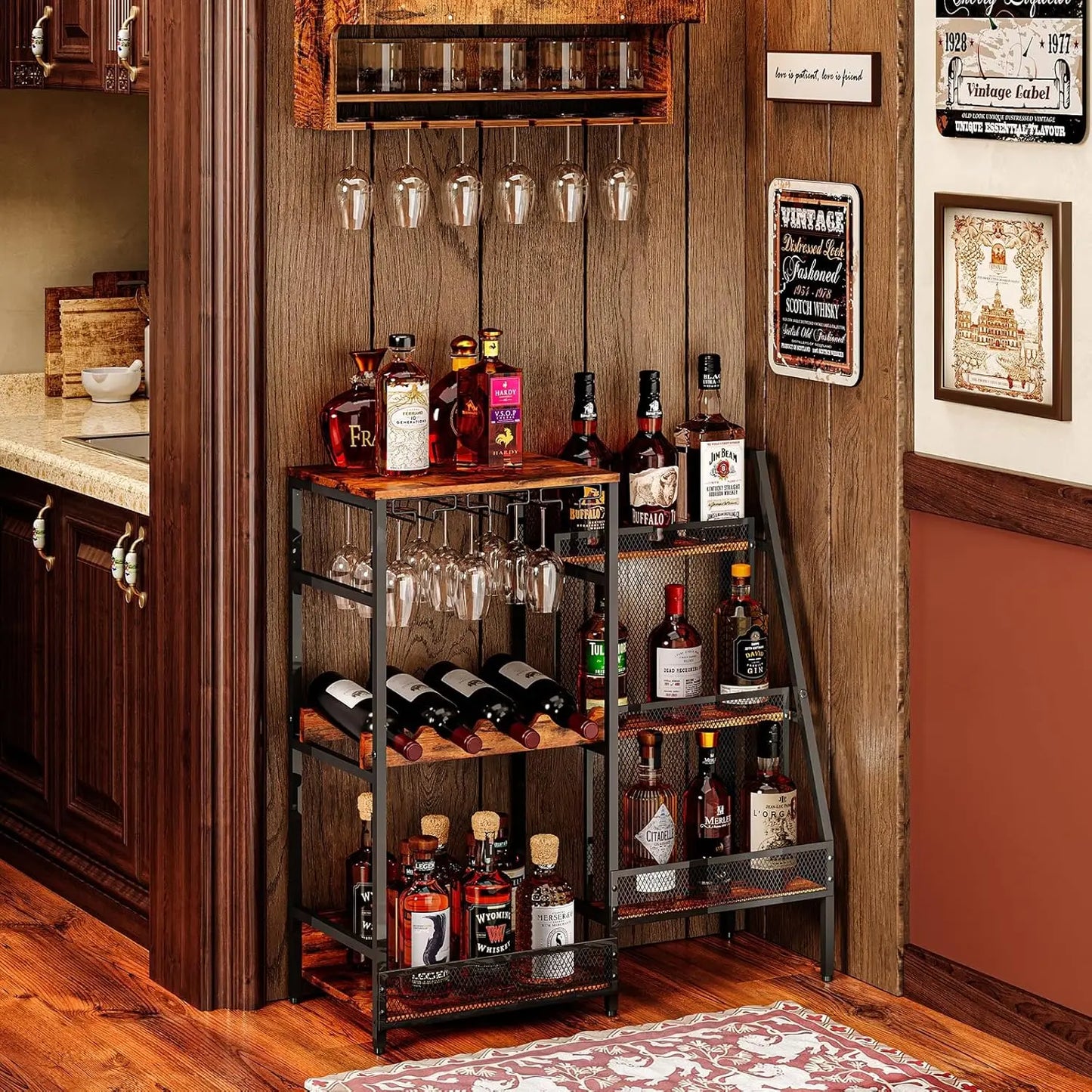 3 Tier Trapezoidal Liquor Stand And Mini Bar Table For Home Display
