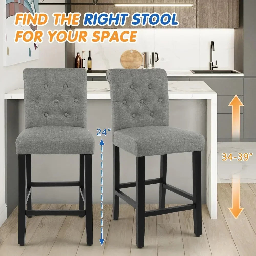 Bar Stools Set Of 4 Upholstered Counter Height Chairs