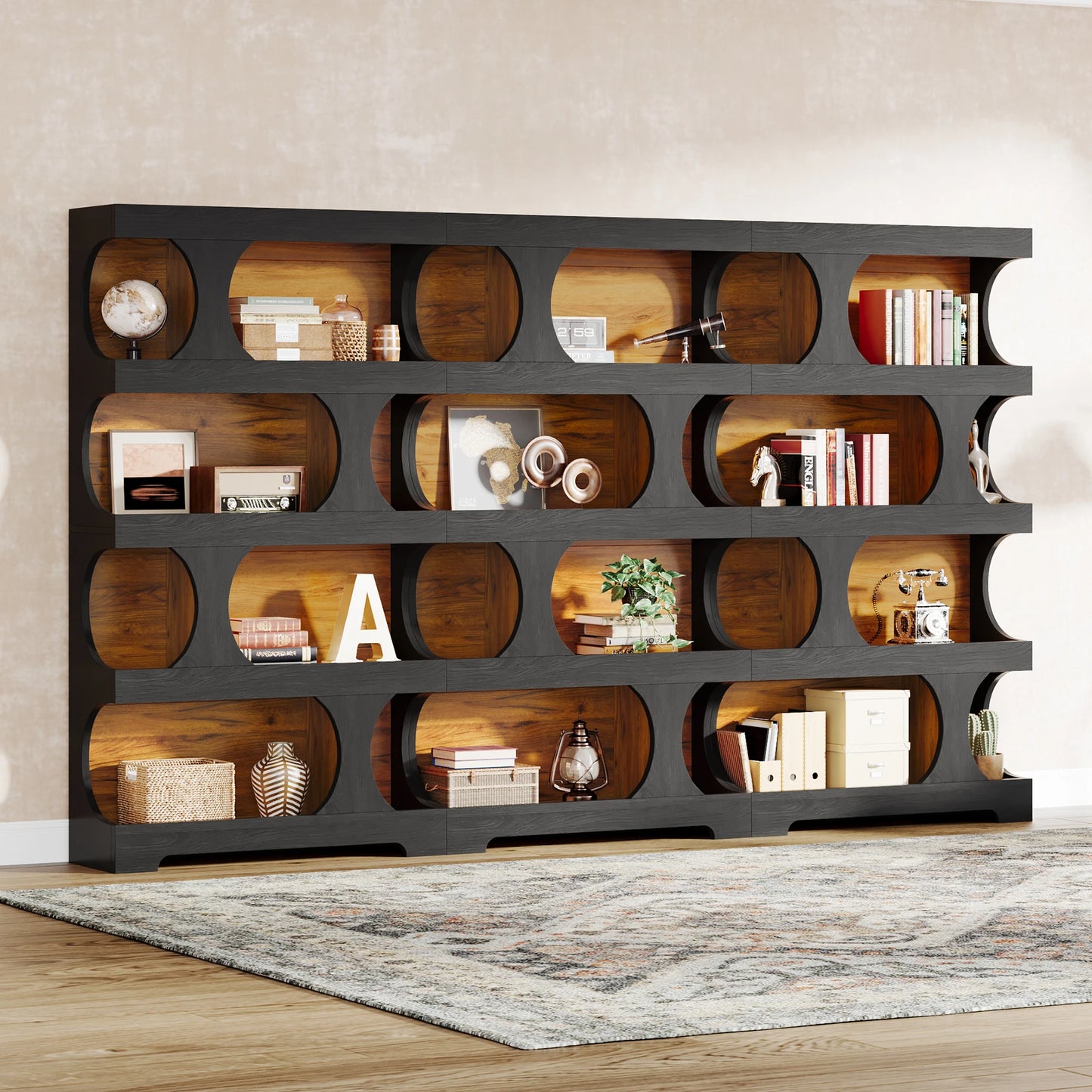 Tribesigns 4 Tier S Shaped Bookcase Wood Storage Display Shelves