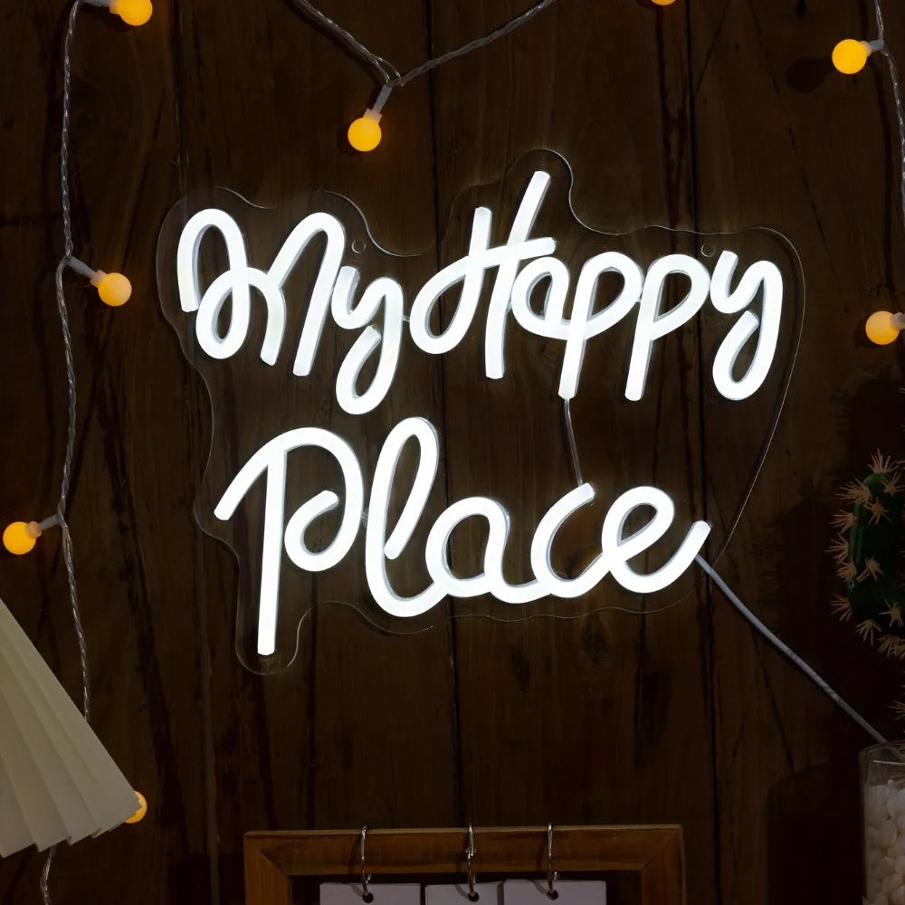 My Happy Place Neon Sign For Bedrooms And Party Decor
