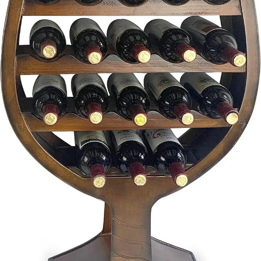 Freestanding Wooden Wine Rack For Home Bar Decor And Storage