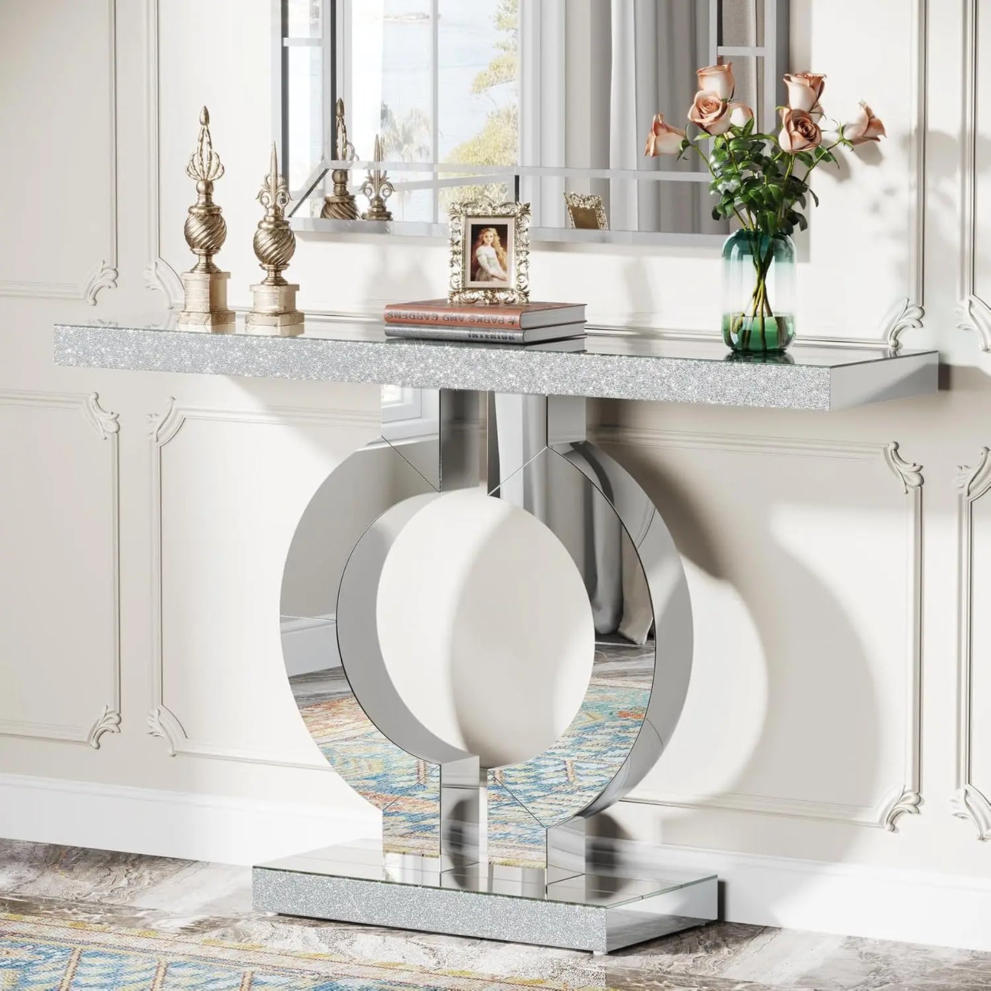 Tribesigns Mirrored Console Table Modern Entryway Table