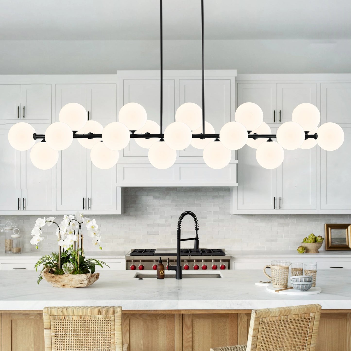 Sputnik 21 Light Chandelier Bubble Glass Modern Dining Room Fixture