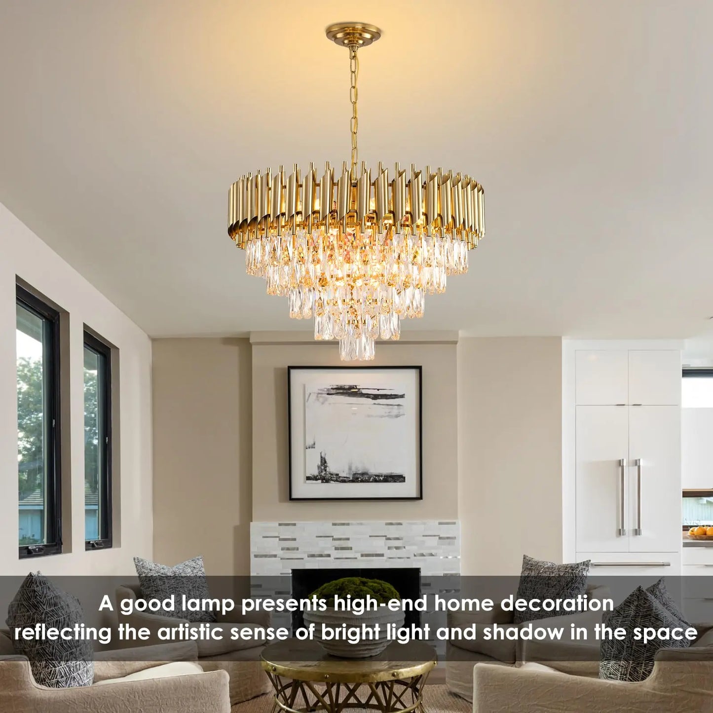 Crystal Chandelier Restaurant Modern Circular Ceiling Light LED
