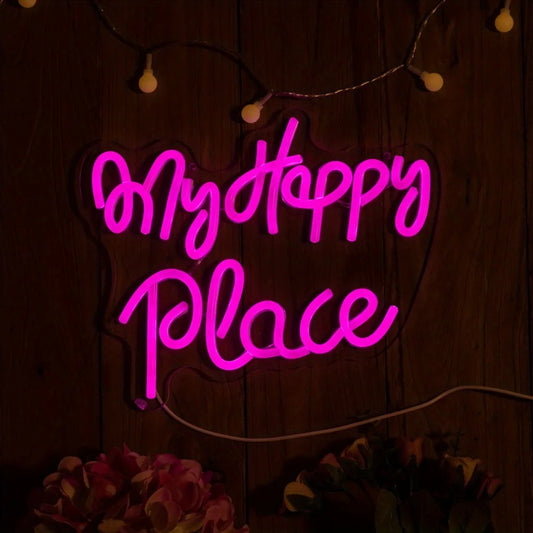 My Happy Place Neon Sign For Bedrooms And Party Decor