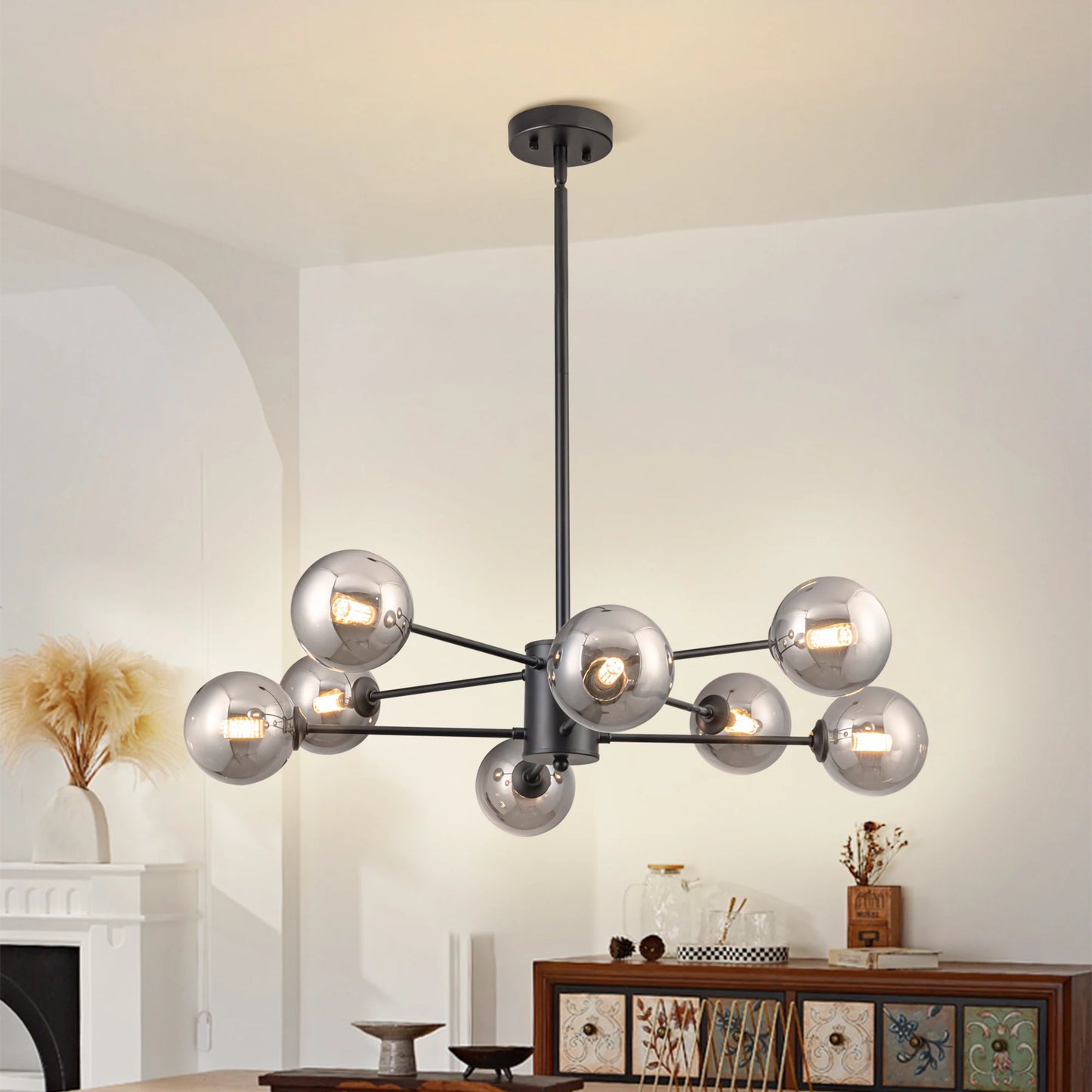 Mid Century Modern Sputnik Chandelier Dimmable Height Adjustable Lighting
