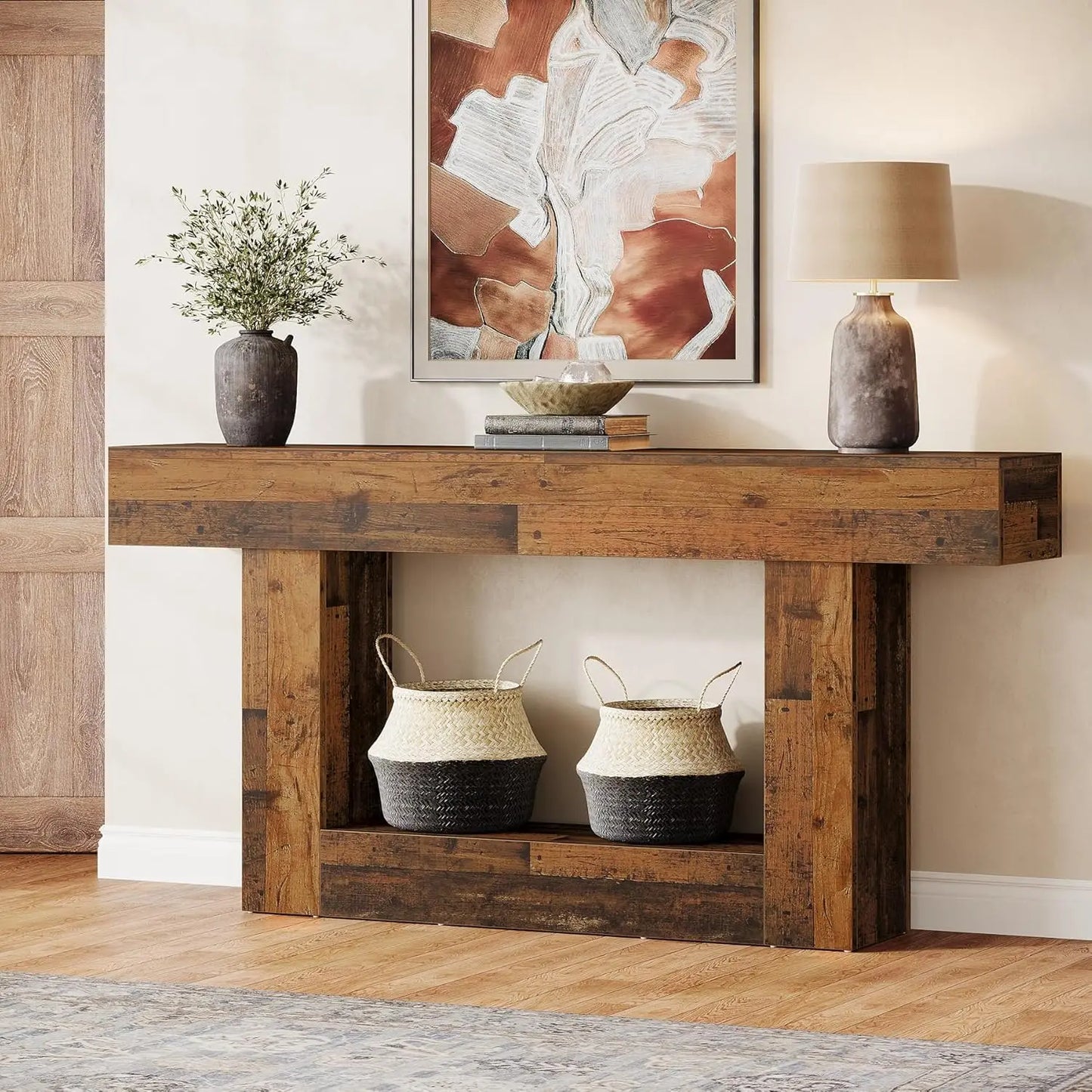 Tribesigns Farmhouse 2-Tier Console Table Entryway With U-Shaped Base
