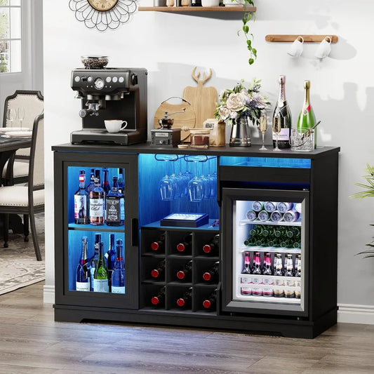 Integrated Wine And Liquor Cabinet With Built In Mini Fridge