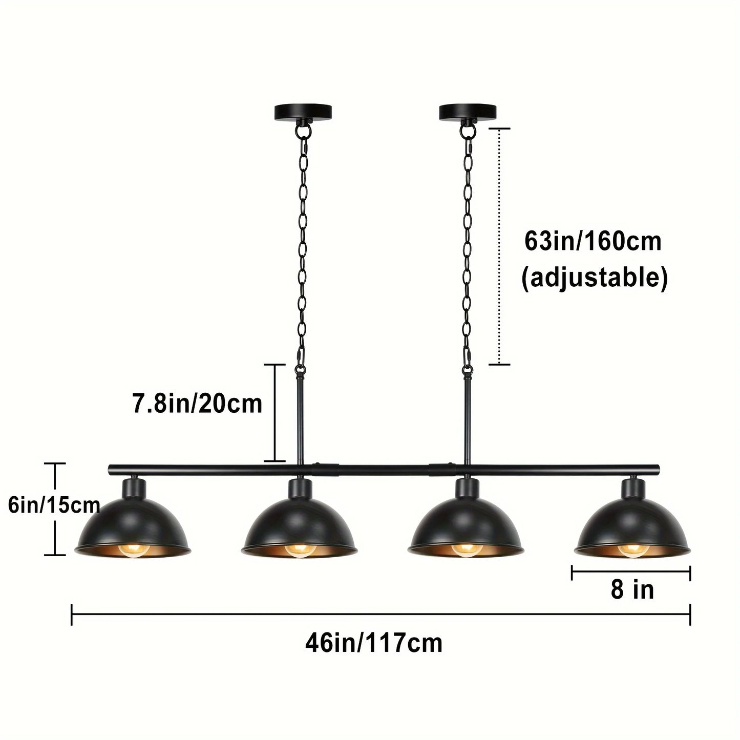 Four Light Pendant Fixture E26 Base For Kitchen Island