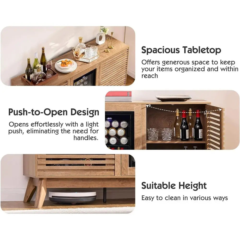 LZJV Beverage And Wine Storage Cabinet With BuiltIn Mini Fridge