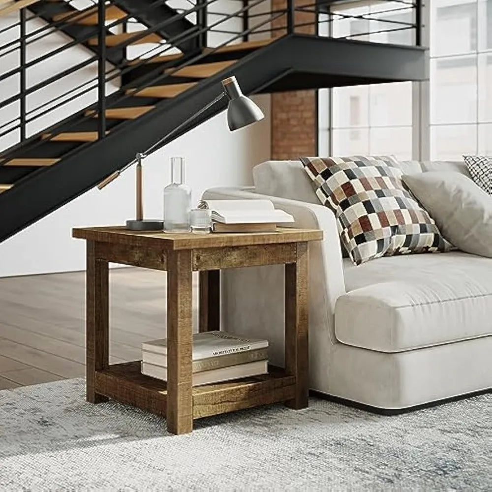 Jofran Reclamation Rustic End Table With Storage Shelf