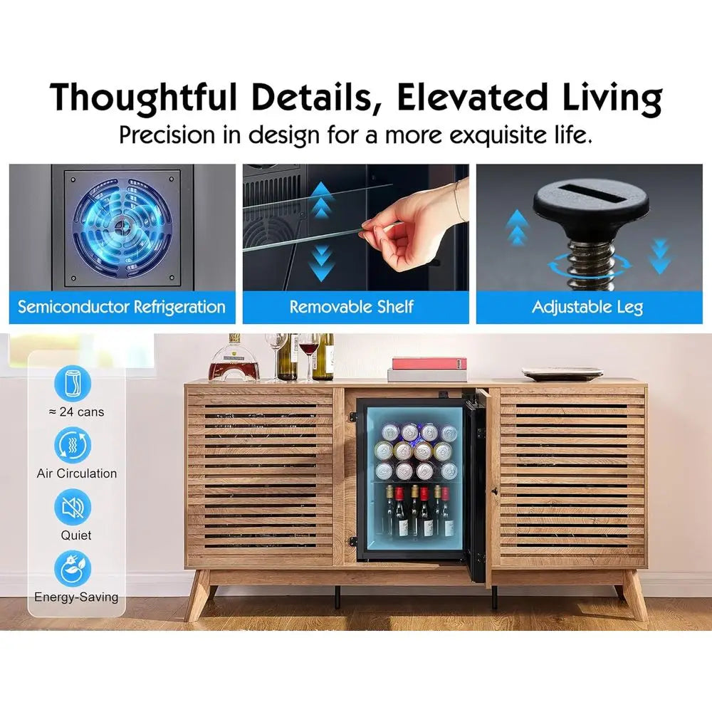 LZJV Beverage And Wine Storage Cabinet With BuiltIn Mini Fridge