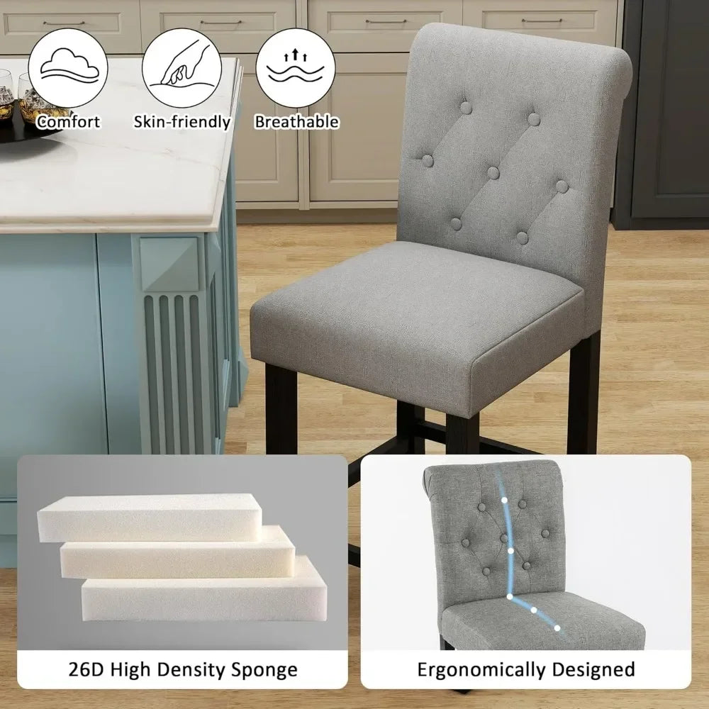 Bar Stools Set Of 4 Upholstered Counter Height Chairs