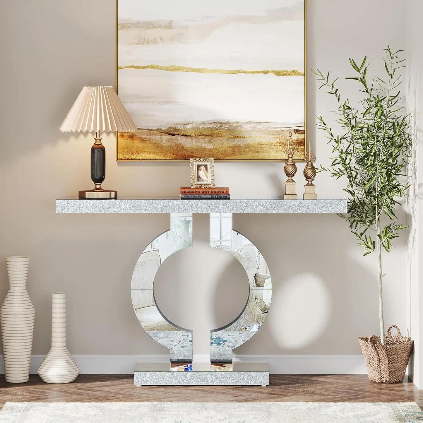 Tribesigns Mirrored Console Table Modern Entryway Table