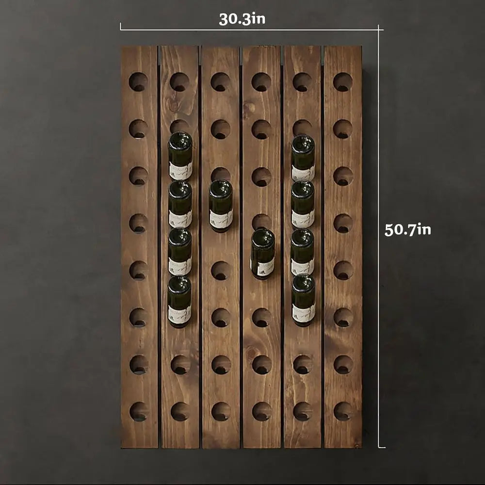 Expandable Wooden Wall Mounted Wine Rack System Rustic Style 32 Bottle Capacity