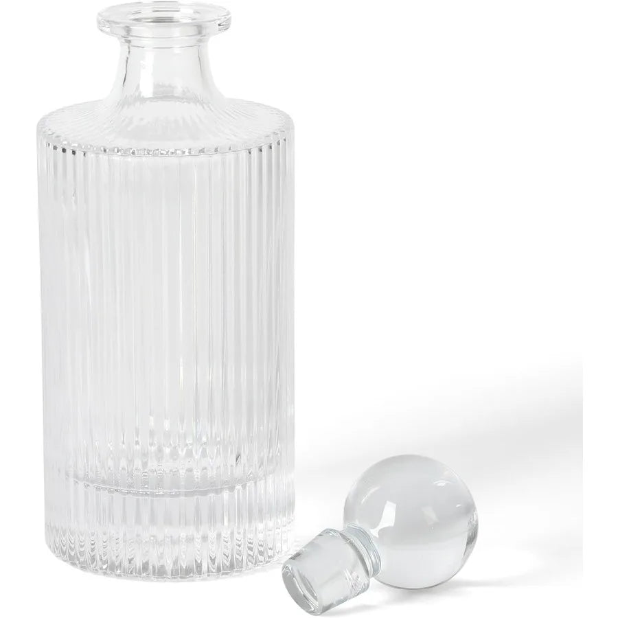 NONEDrinkware Four Piece Whiskey Decanter Set With Embossed Glassware