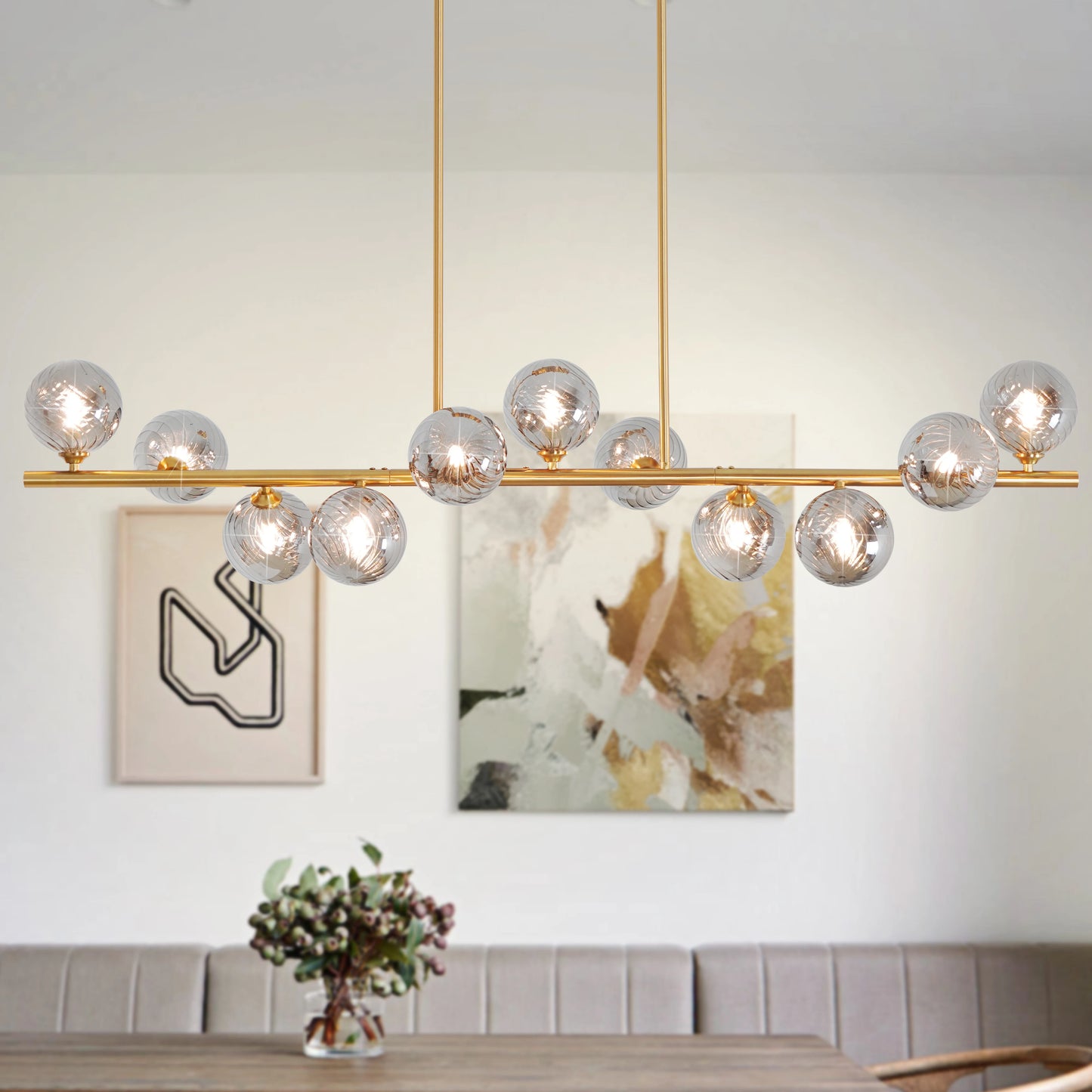 Bubble Chandelier 11 Light Linear Pendant For Dining Room