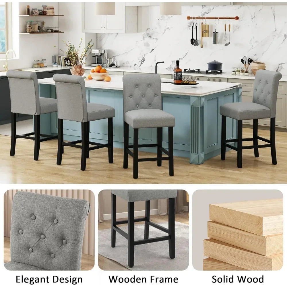 Bar Stools Set Of 4 Upholstered Counter Height Chairs