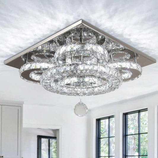 FRIXCHUR Moderen Crystal Five Rings LED Chandelier Ceiling Light