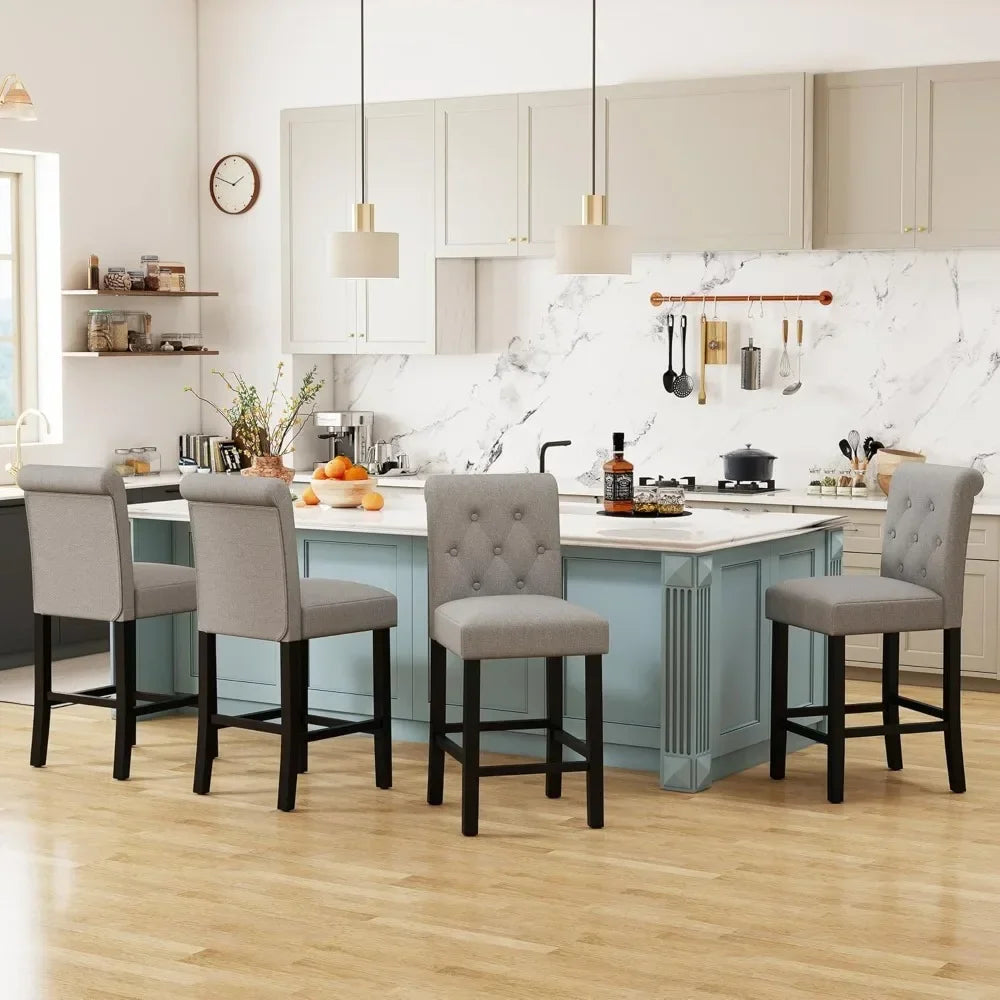 Bar Stools Set Of 4 Upholstered Counter Height Chairs