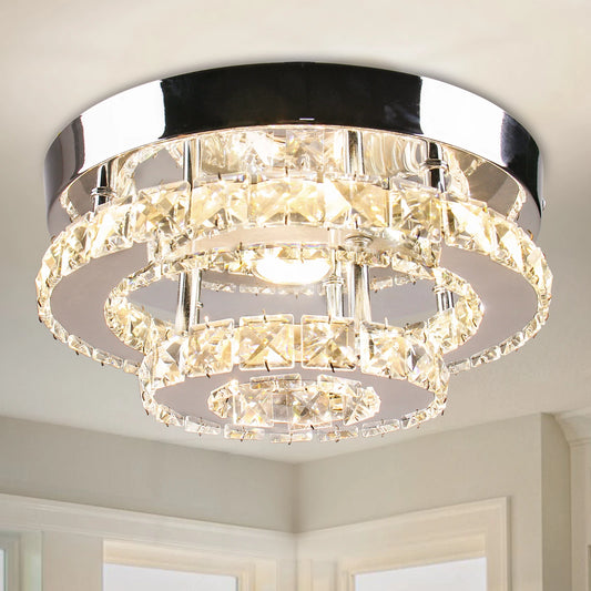 FRIXCHUR Mini LED Crystal Chandelier Ceiling Light Two Layer